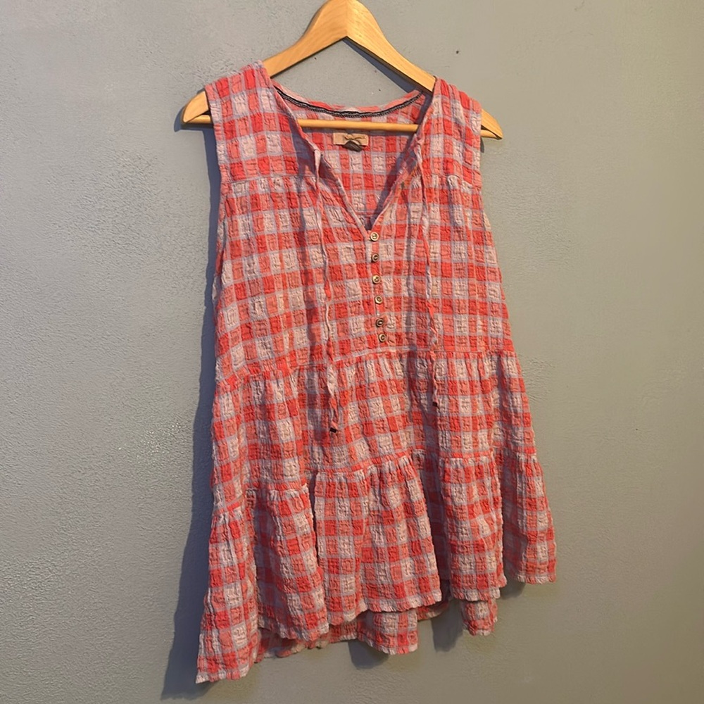 Anthropologie Pilcro & The Letterpress Neve Tiered Gingham Top